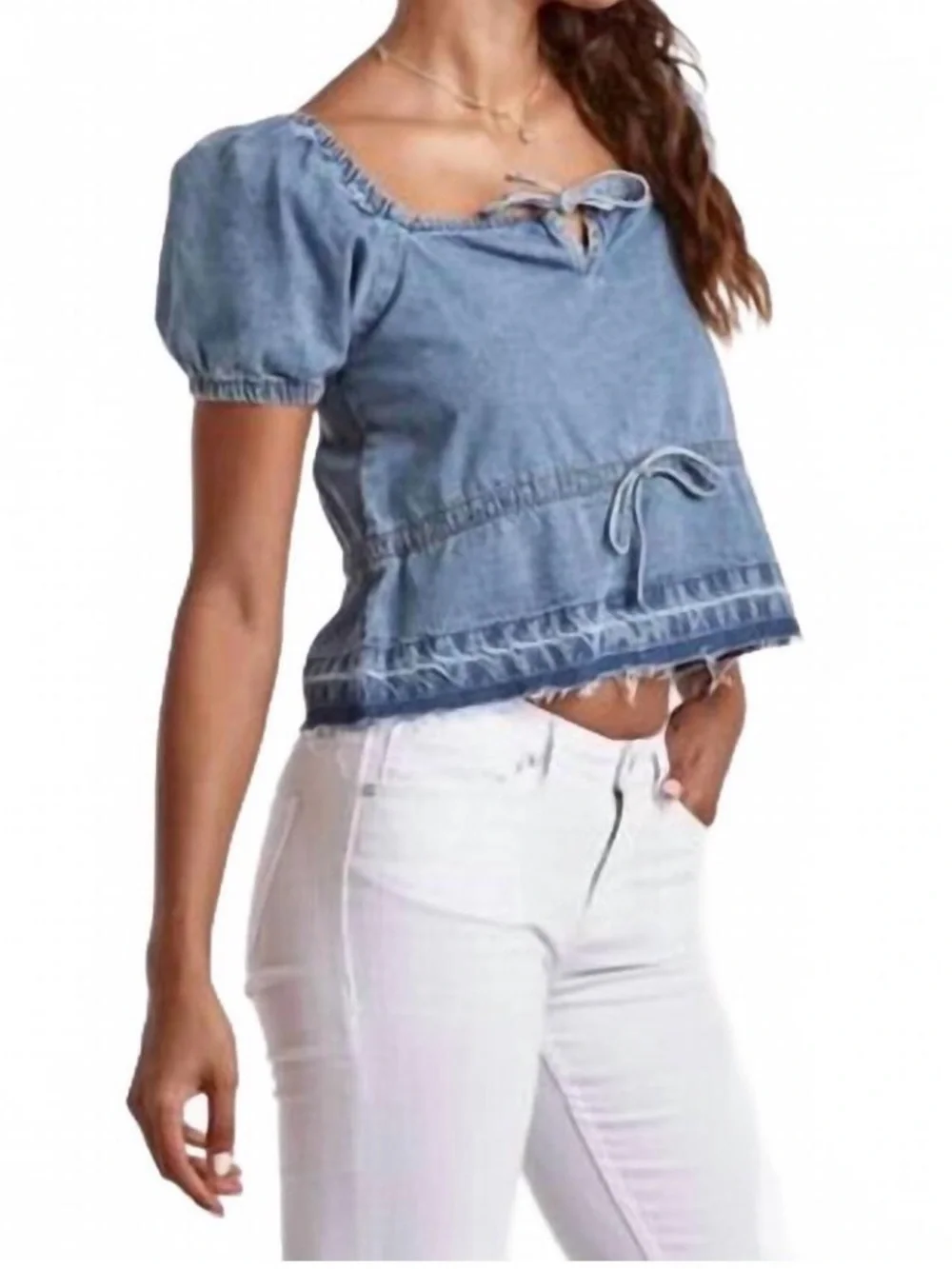 Dear John Mia Denim Crop Top | Size Small | Shierro | NWT - Picture 7 of 7